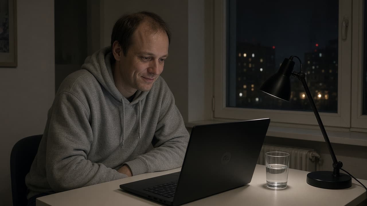 Patrick Hofmann am Schreibtisch in seiner Berliner Wohnung